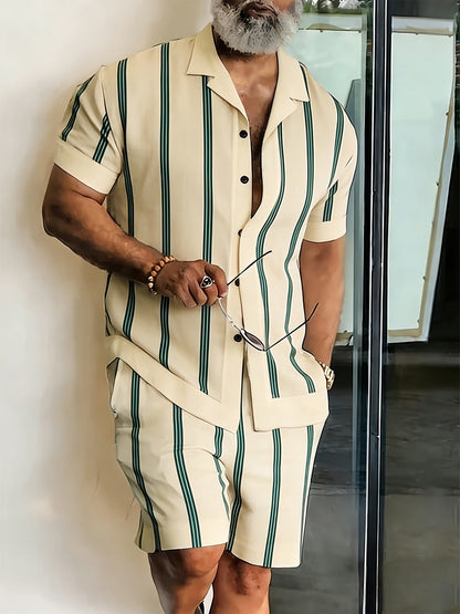 Short-sleeve Shirt And Beach Pants Casual Set