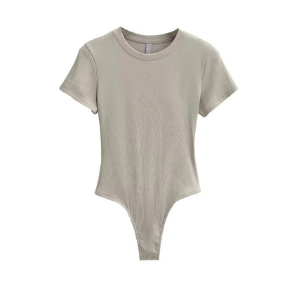 Neck Short Sleeve Rompers Slim Fit Slimming T-shirt Top