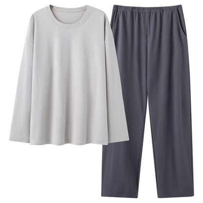Mens 100 Cotton Pajama Set With Long-sleeve Top And Long Pants