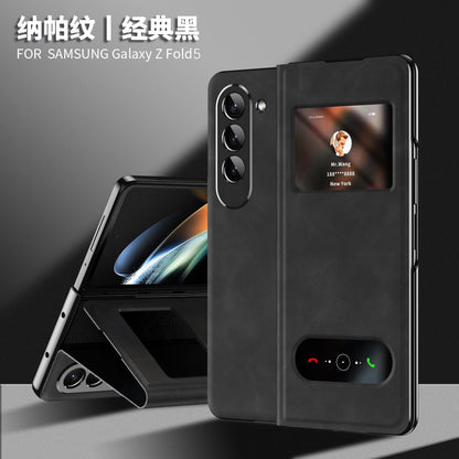 Suitable for Samsung Fold6 phone case folding FOLD5 protective case pure pigment leather 5G business full package anti drop leather case