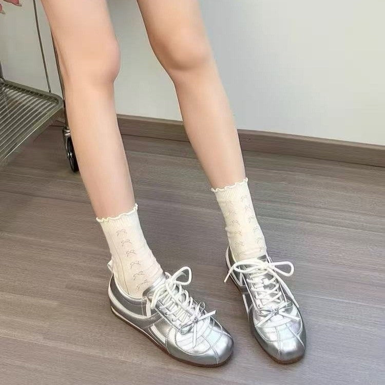 Women Minimalist Retro Color Block Sneakers Lightweight Casual Daily