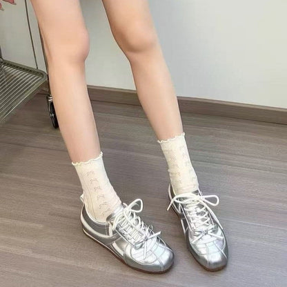Women Minimalist Retro Color Block Sneakers Lightweight Casual Daily