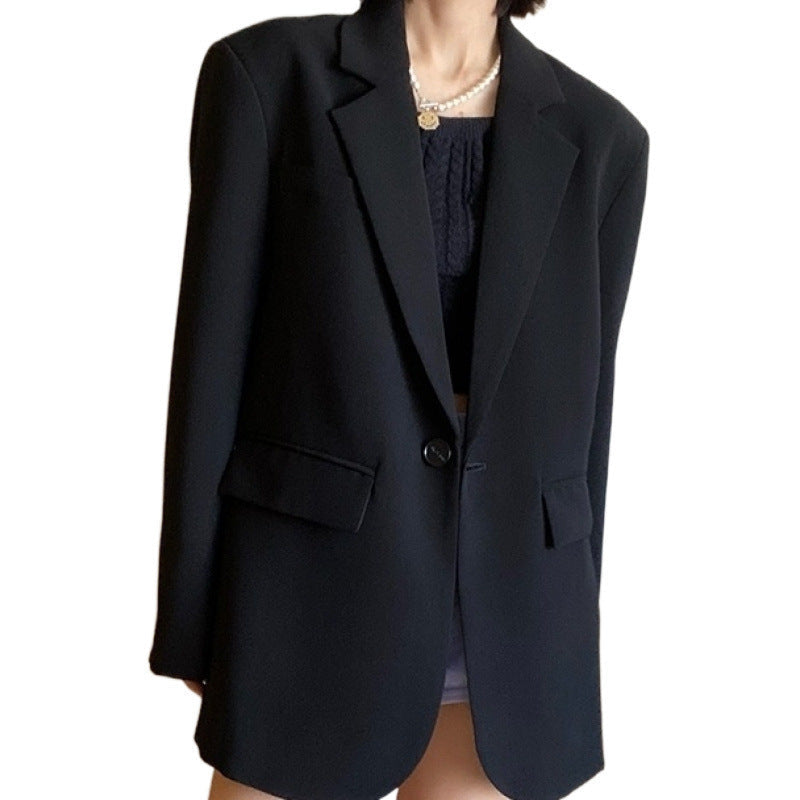 Loose Leisure Slimming Black Blazer For Women