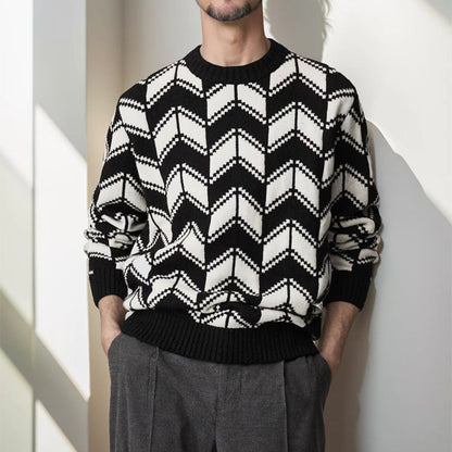 Turtleneck Fashion Stripe Mens Sweater
