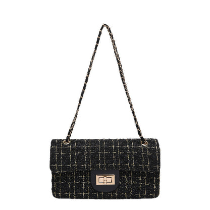 Womens Checkerboard-pattern Shoulder Bag With A Chain Strap