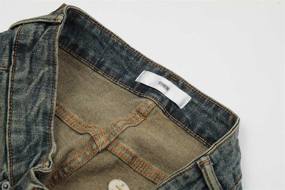 Contrast Color Washed Jeans For Men