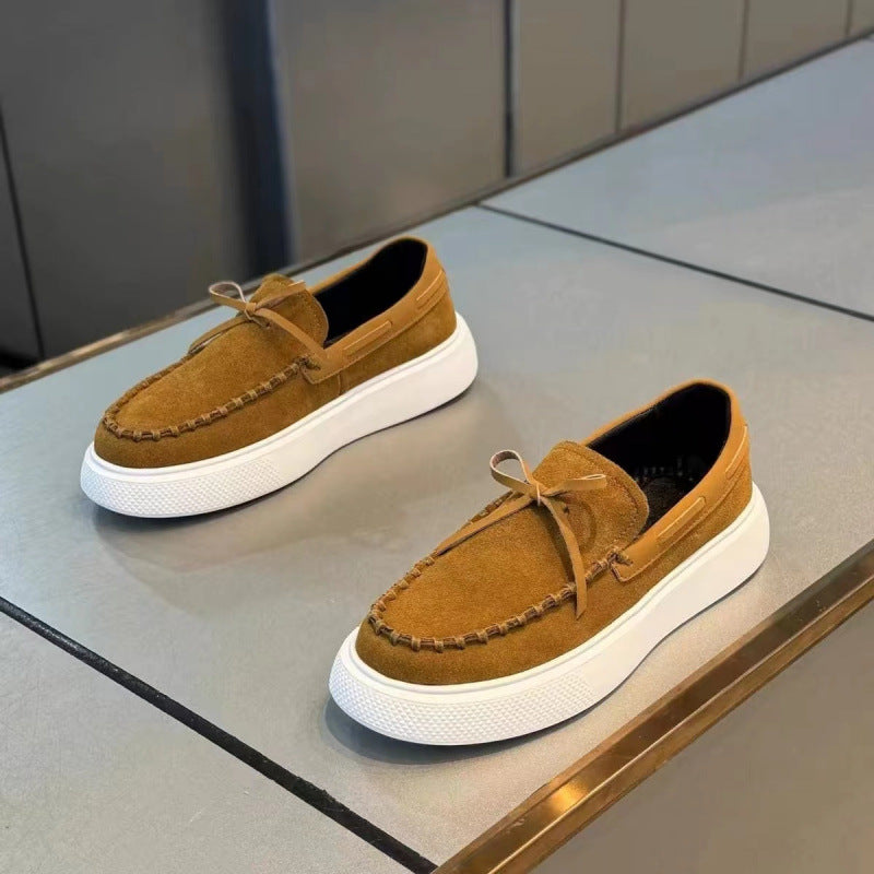White Autumn Suede All-match Loafers
