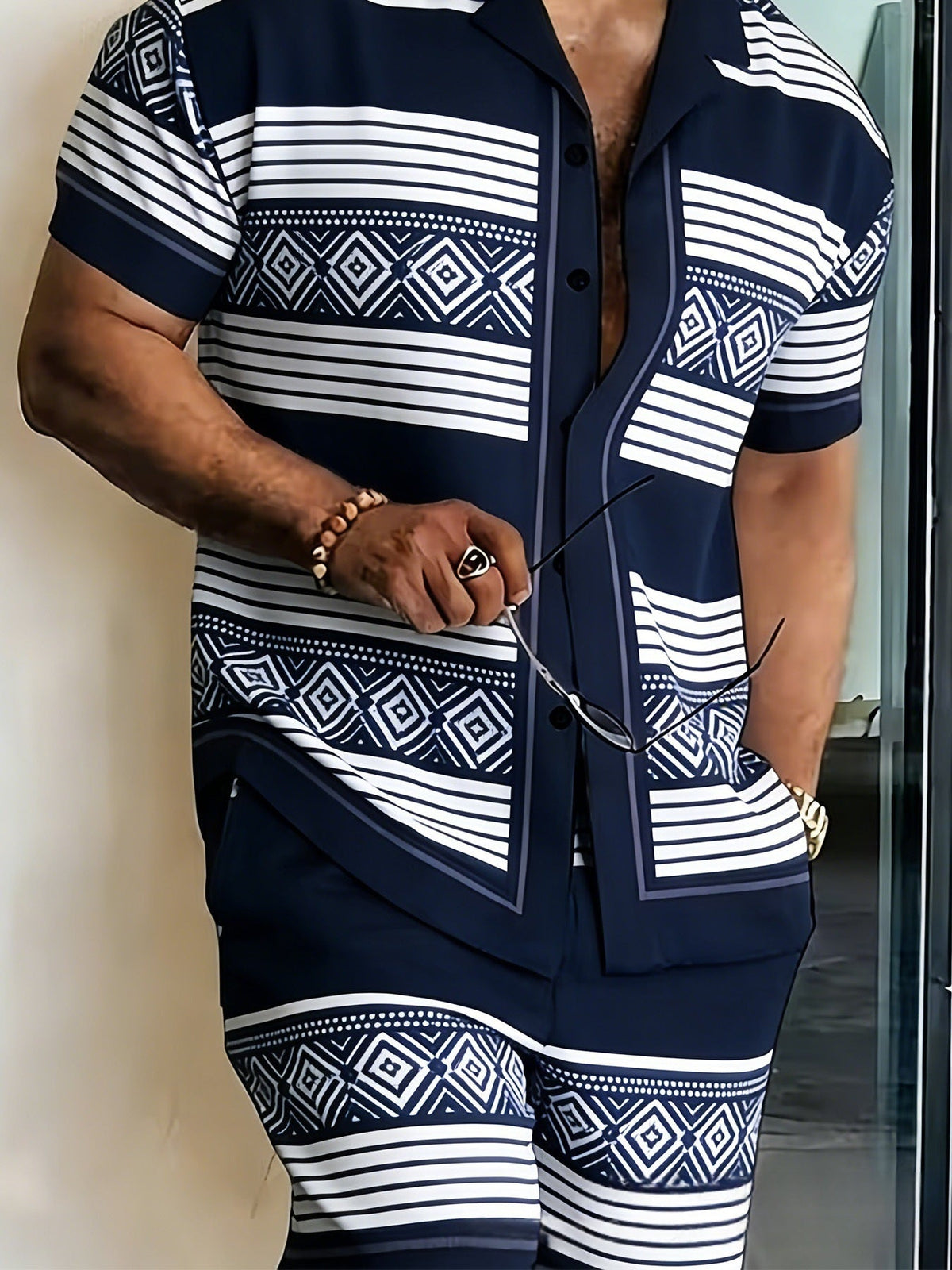 Short-sleeve Shirt And Beach Pants Casual Set
