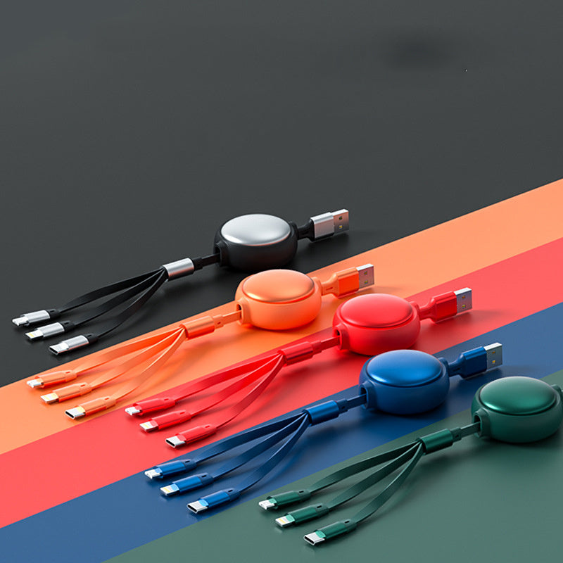 3 in 1 USB Cable Micro USB Type-C 2.4A Retractable