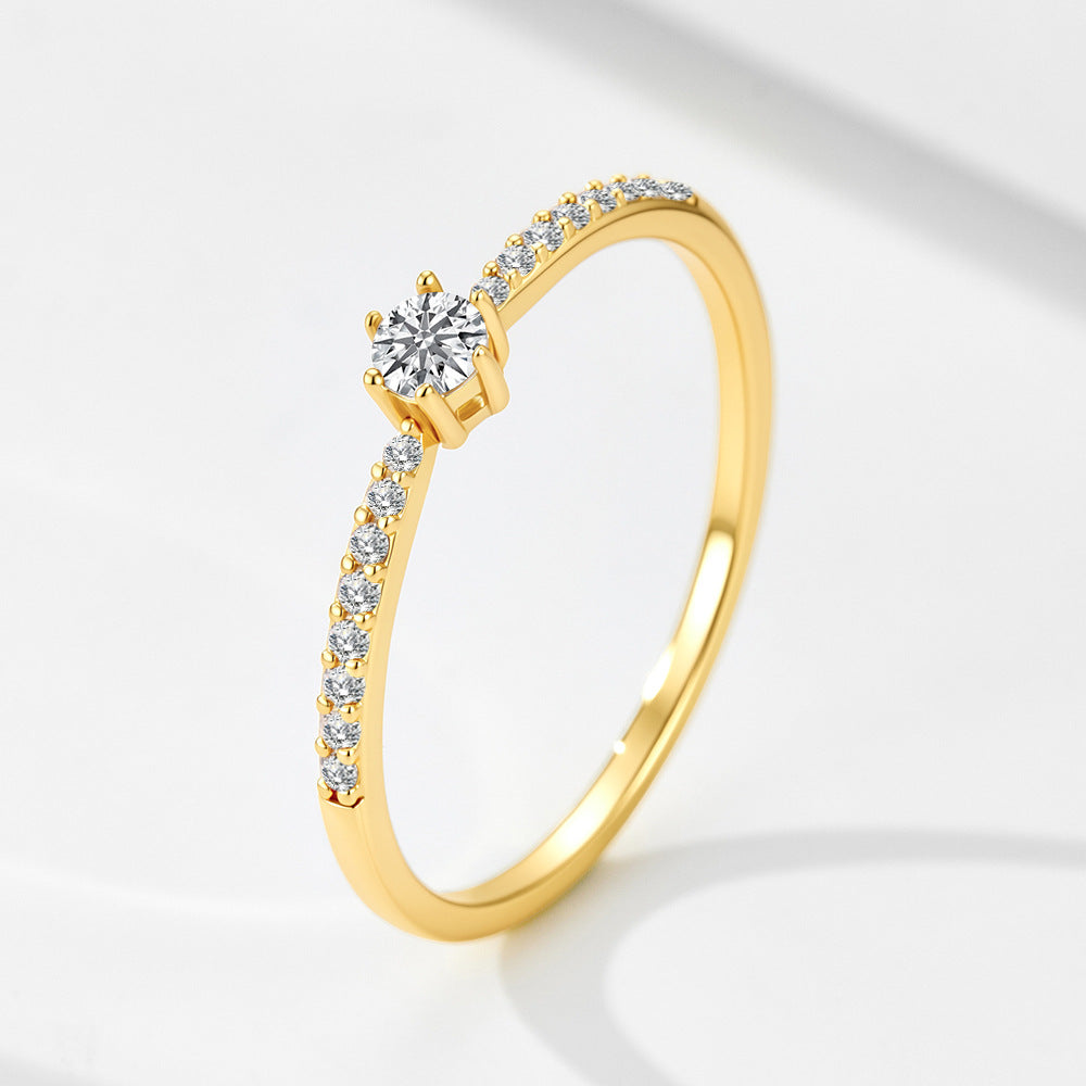 Classic Six-prong Zircon Ring For Women
