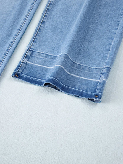 High Waist Wide Leg Washed Jeans