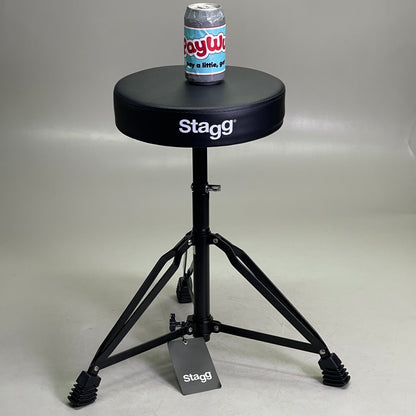 STAGG Drum Throne Vinyl Double Braced Adjustable Height Black DT-32BK