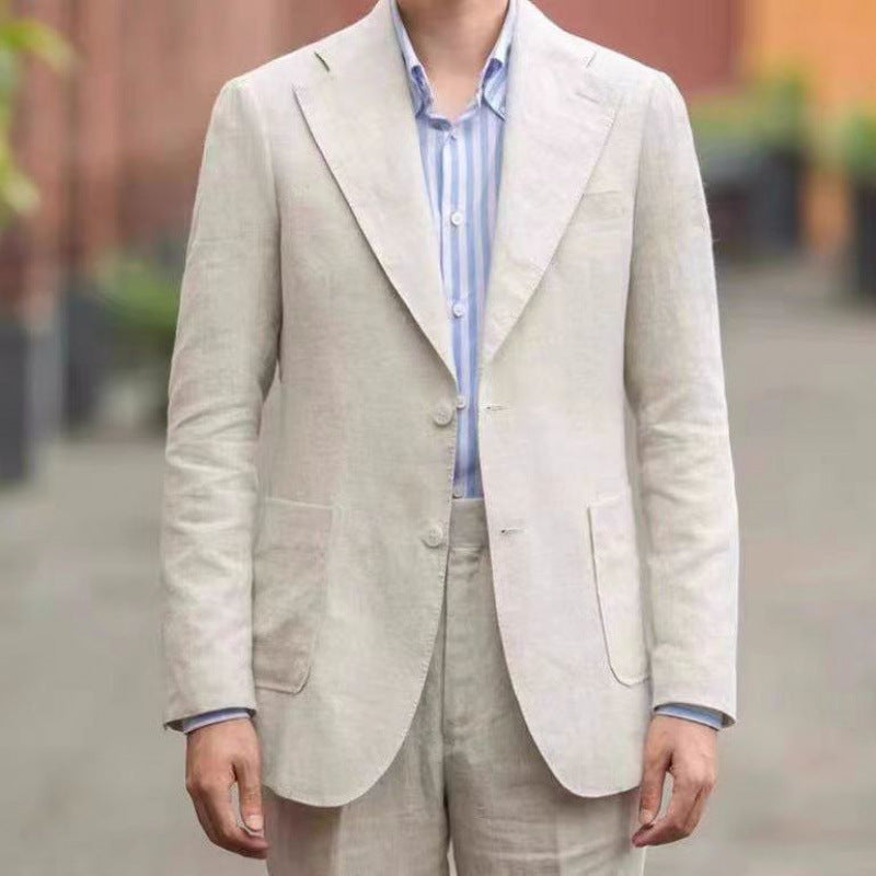 Retro Neapolitan Casual Solid-Colored Slim-Fit Blazer