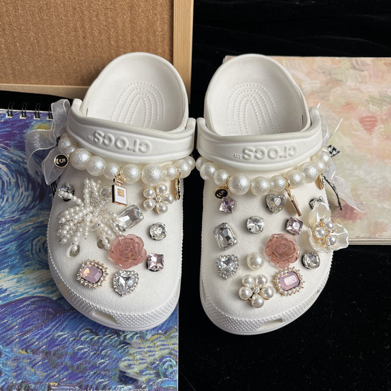 Pearl Chain Buckle Shoe Flower Accessories