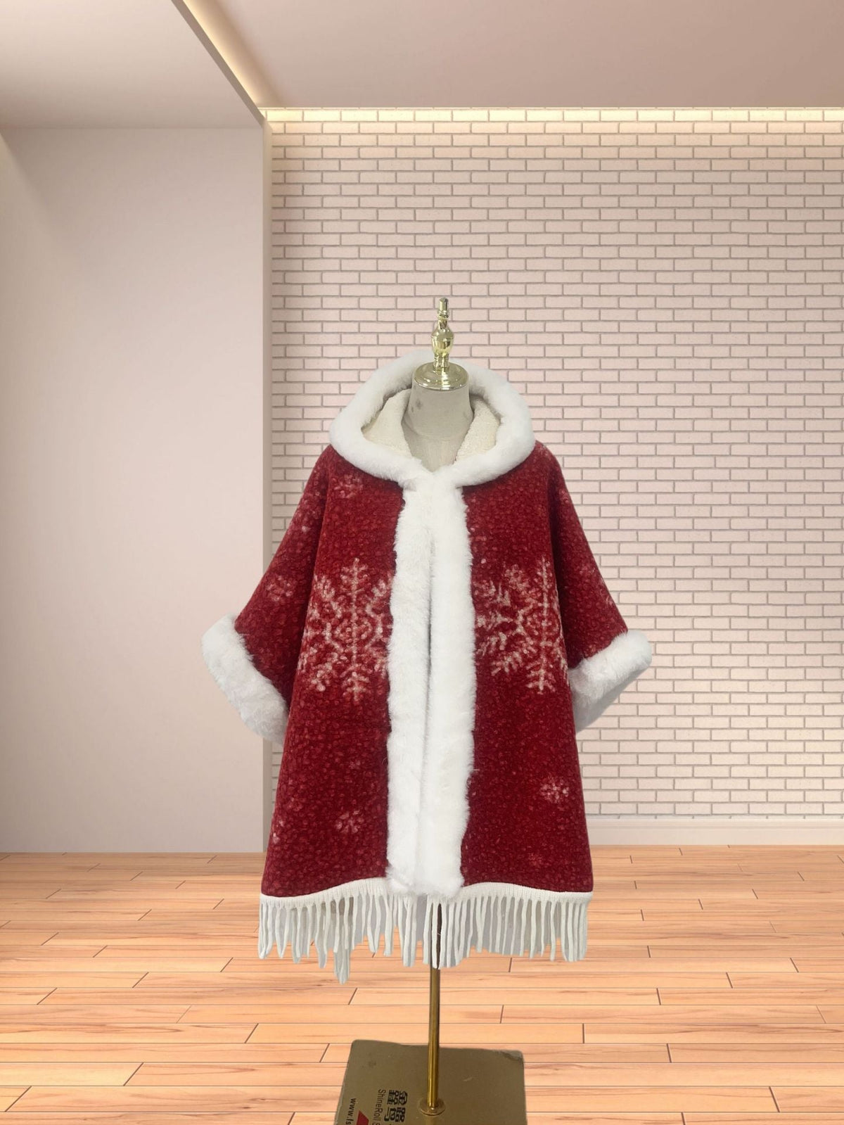 New Winter Hooded Cloak Shawl Fleece-lined And Extra-thick Latest Style