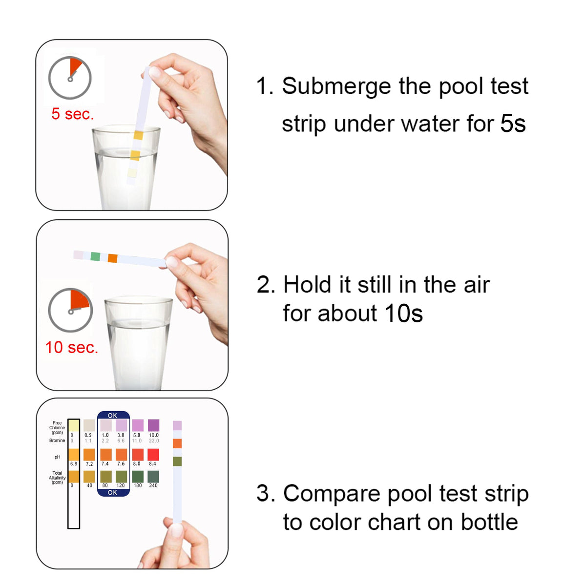 Test Strips, Swimming Pool Speed Residual Chloric Acid Base Number Total Alkalinity Total Hardness Water Quality Test Paper