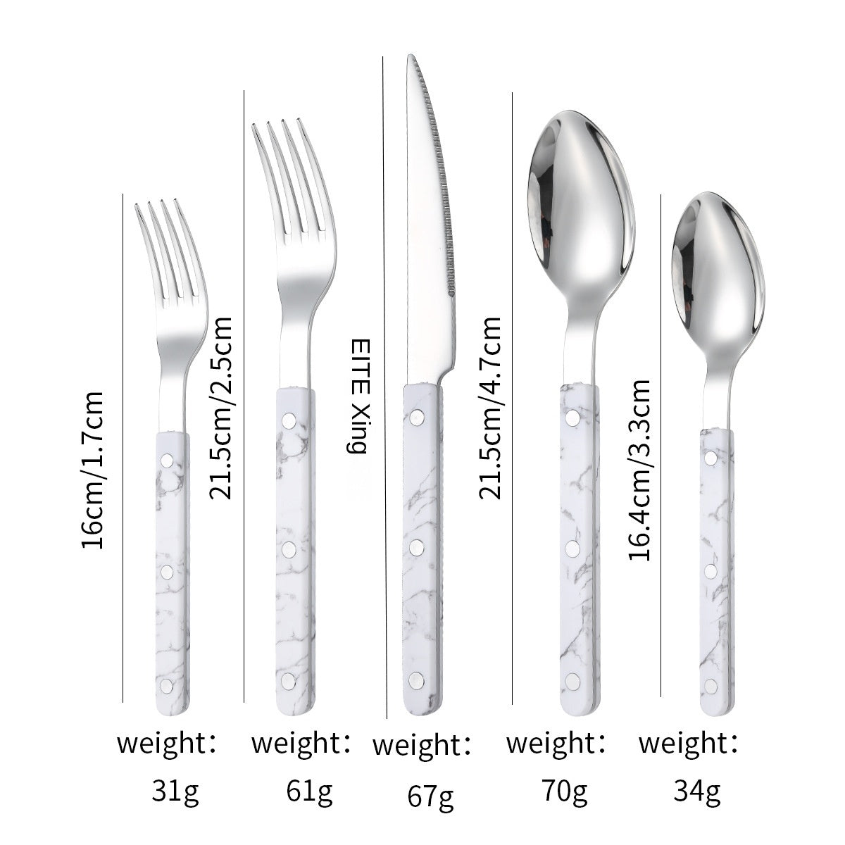 French Rivet ABS Handle Hotel Western Tableware Steak Knife Butter Knife Set