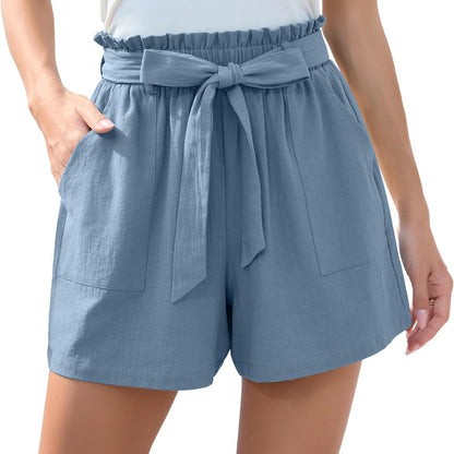 Ruffle Bow Waist Tie Beach Shorts