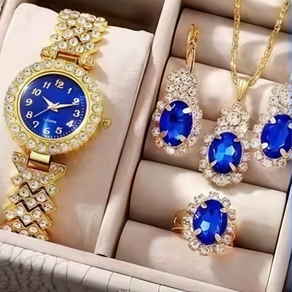 Watch Colorful Crystals Quartz Jewelry Suit