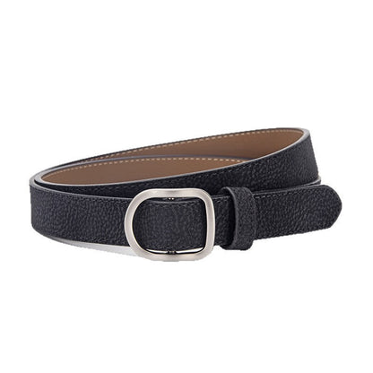 D-Shaped No-Hole Punch-Free Leather Belt For Women, Decorative Niche Design, Korean Style Genuine Leather Belt For Women, Trendy