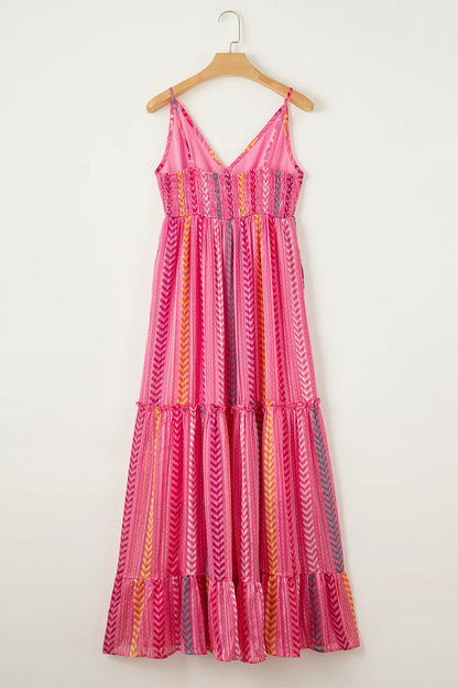 Printed Surplice Maxi Cami Dress