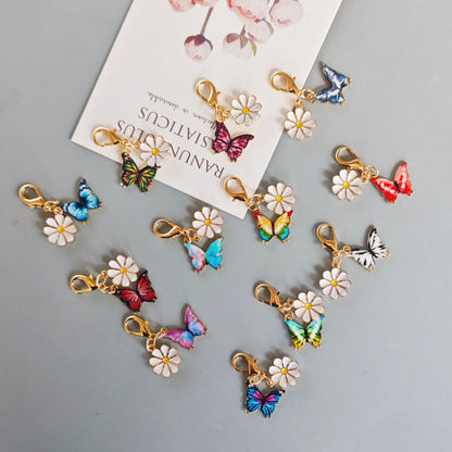 Alloy Colorful Aster Butterfly Pendant Keychain Bag Charm