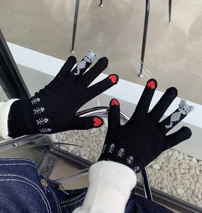 Winter Fingerless Knitted Gloves Touchscreen Warm Windproof