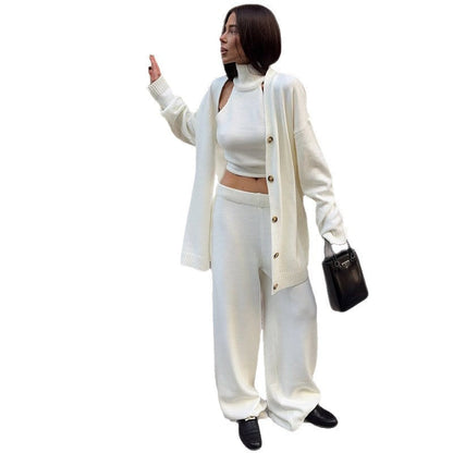 Women's Casual Sweater Cardigan Set