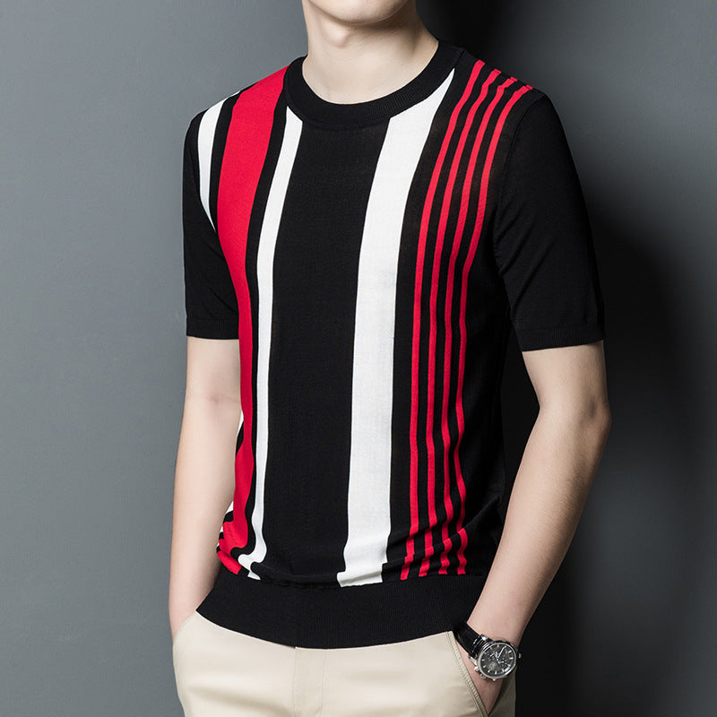 Short Sleeve Men's Knitted T-shirt Printing Casual T-shirt