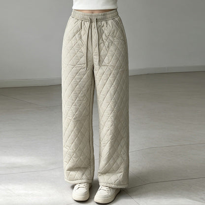 Retro Elastic-waist Ultrasonic Cotton Pants
