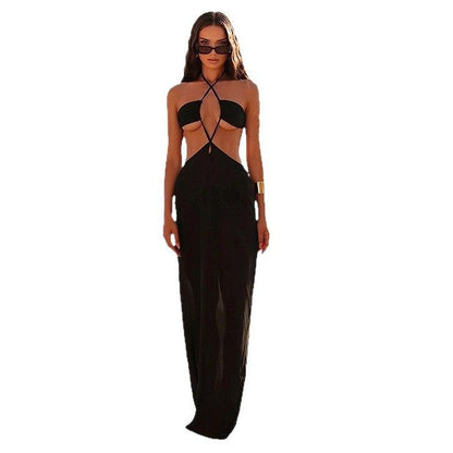 Backless Halter Neck Cover-Up Dress