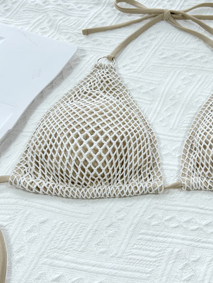 Halter Neck Tie Back Bikini Set For Women