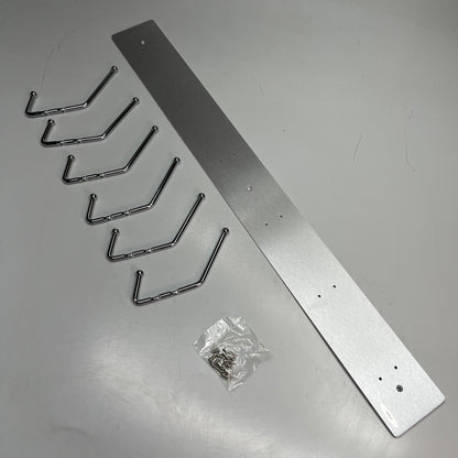 SAFCO Satin Metal Six-Peg Coat Hook Wall Mount Rack 6 Pegs 36" L  Silver 4162