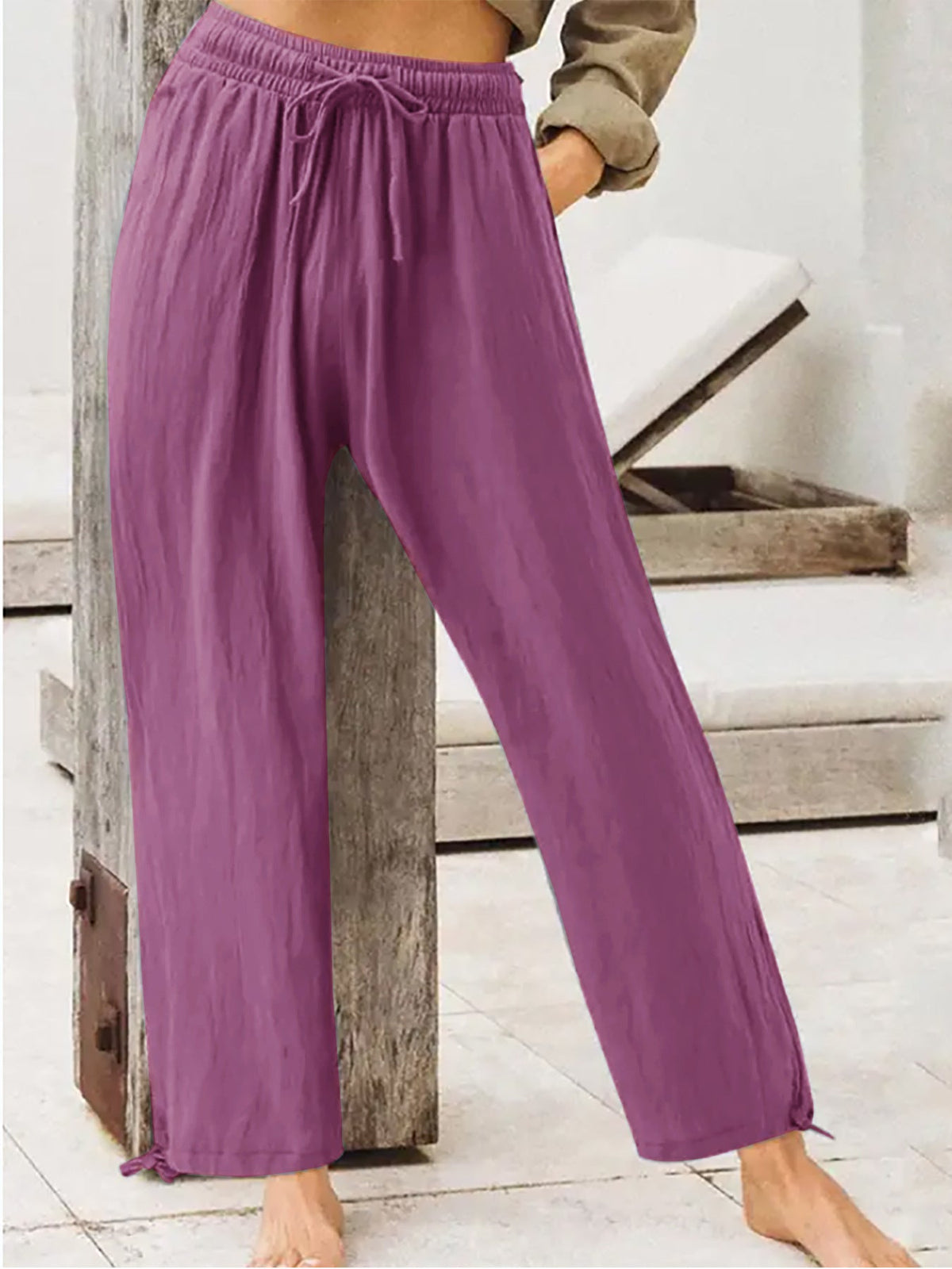 Womens Solid-Color Summer Casual Home Pants