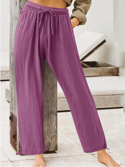 Womens Solid-Color Summer Casual Home Pants