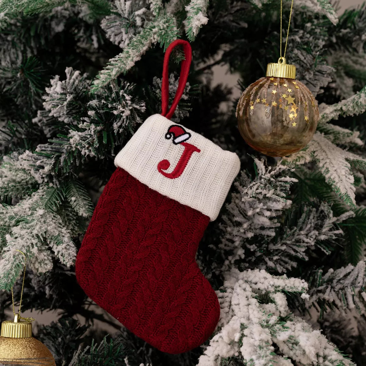 Cable-Knit Contrast Christmas Stockings
