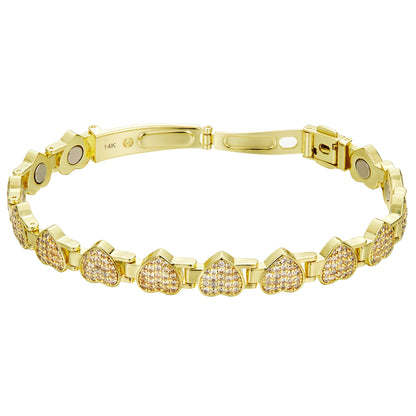 Fashionable Heart-shaped Brass-plated 14K Gold Bracelet