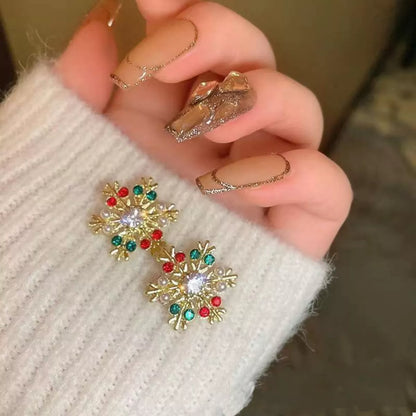 18K Gold-Plated Snowflake Stud Earrings