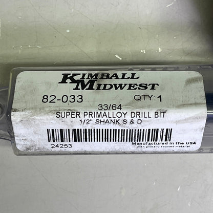 KIMBALL MIDWEST Super Primalloy Reduced Shank S&D Drill Bit 33/64"Dia x 6"L