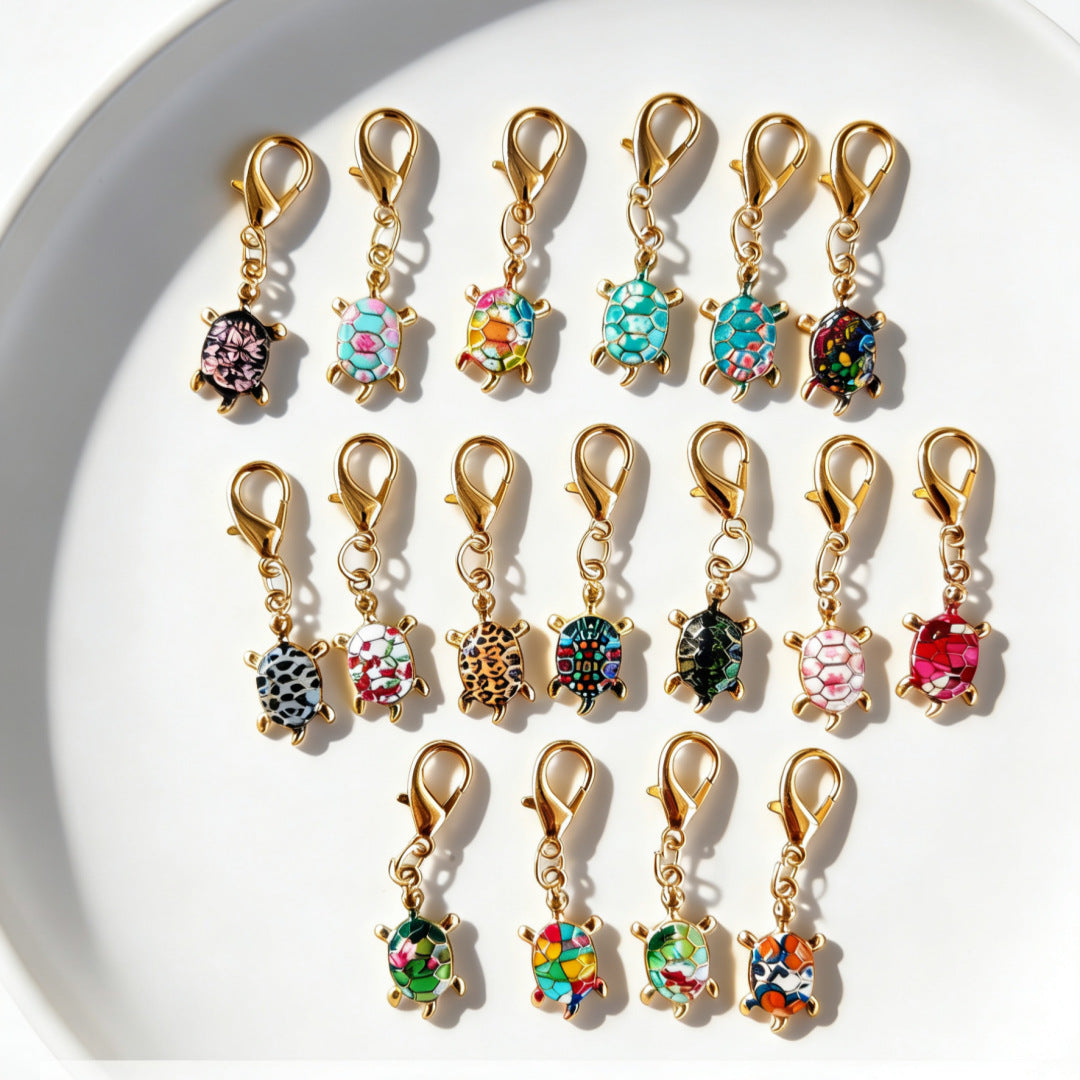 Colorful Oil-drop Turtle Keychain Pendant, Alloy Accessory, Creative Design