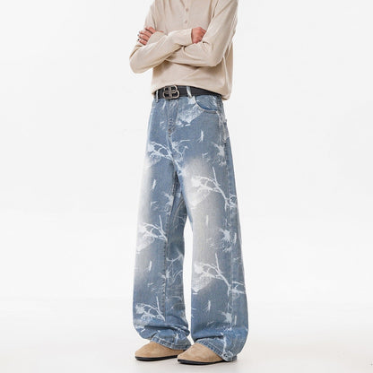 American-style Fashionable Jacquard Denim Jeans For Men