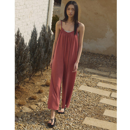 Womens Straight-Leg Strap Yoga Jumpsuit