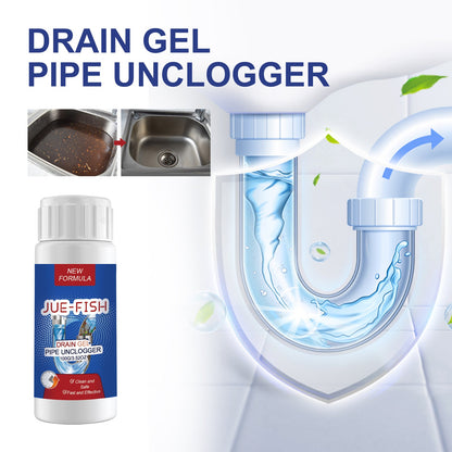 JUE-FISH Drain Gel Pipe Unclogger, Kitchen Bathroom Sewer Odor Cleaning Dissolves Dredging To Prevent Clogging