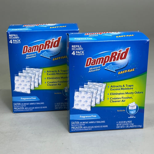 DAMPRID (2 PACK) 10.5 oz Fragrance Free Moisture Absorber Refill (4-Count)