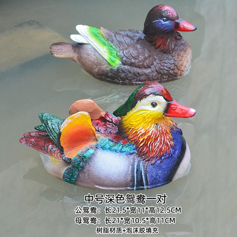 Floating Mandarin Duck Landscape Resin Decoration