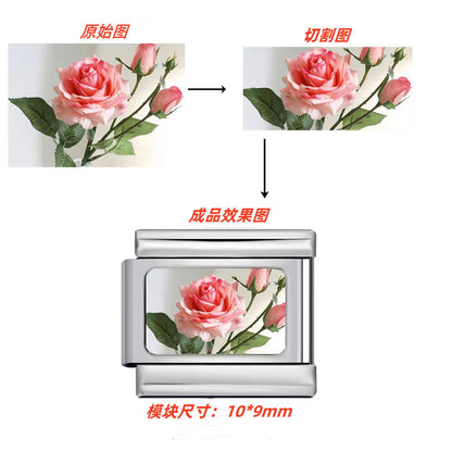 DIY Personalized Photo Picture Frame Making Titanium Steel Watch Band Chain Fashion Splicing Modular Bracelet