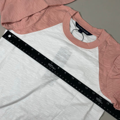 VERONICA BEARD Jeans Women's Mason Baseball Tee Sz-XXS Rosebloom/White
