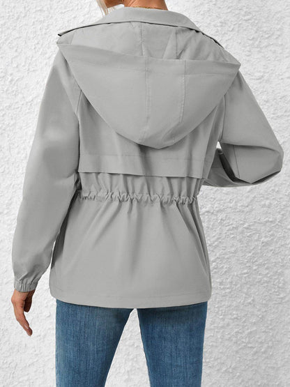 Ivy Lane Drawstring Zip Up Hooded Jacket for Women