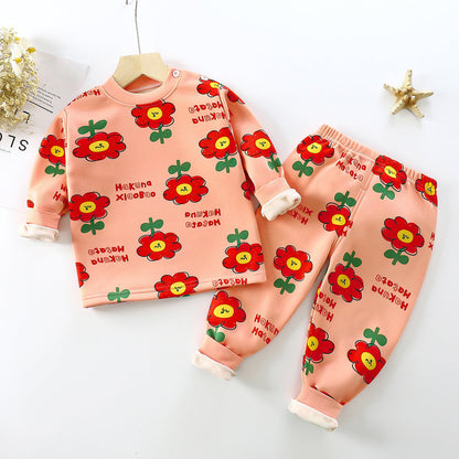 Children Velvet Thermal Underwear Suit