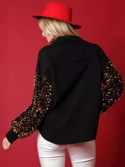 Christmas Santa Sequin Long Sleeve Shirt